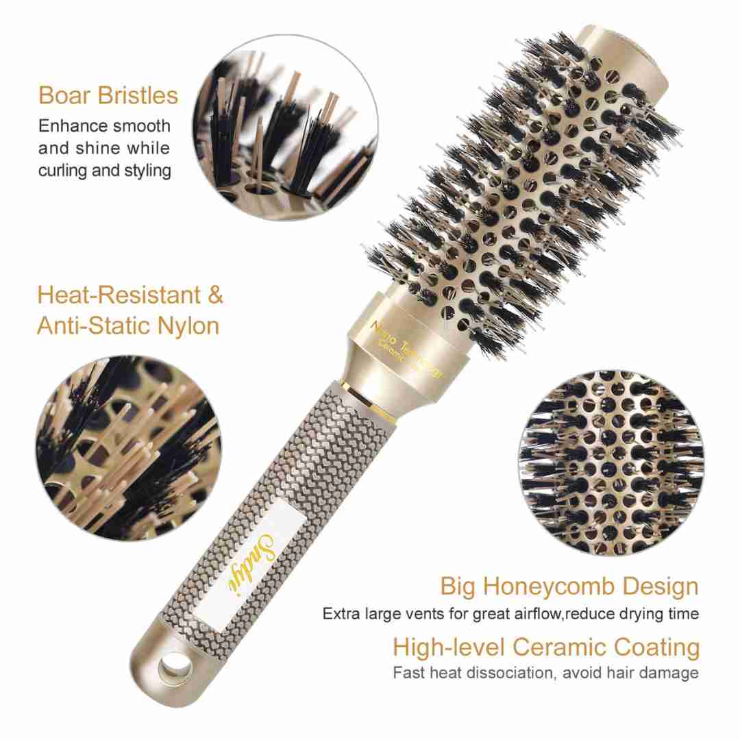 Nano Thermal Ceramic Ionic Tech Hair Brush | Charm and Champagne Nano Thermal Ceramic Ionic Tech Hair Brush| Charm and Champagne